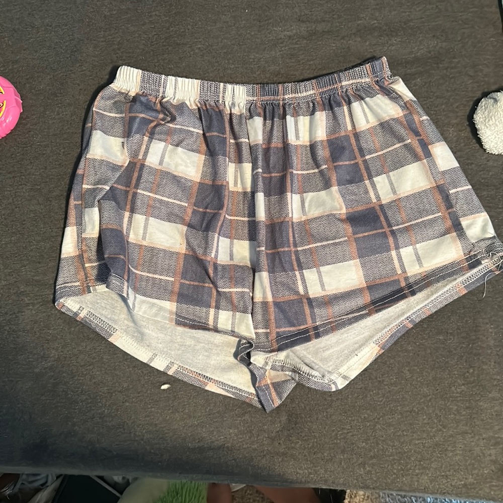 Plaid pajama shorts